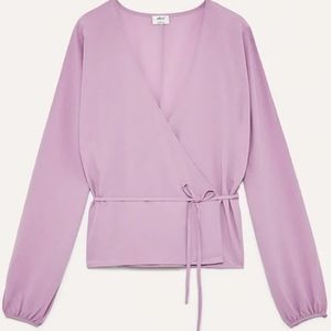 Aritzia Lilac Wrap Blouse
